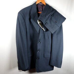 Evan Picone Suit Mens 42R 34x30 Blue Wool Vintage 2 Piece Jacket Pants Pleated